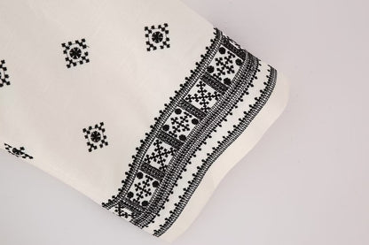 Geometric Embroidery Wide Leg Straight Casual Pants