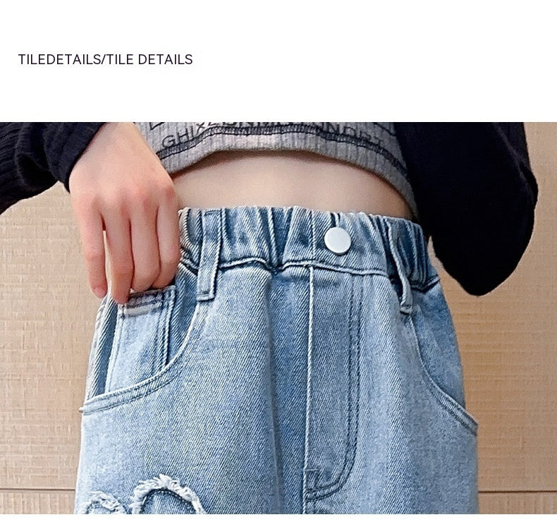 Love Raw Edge Denim Wide-leg Pants