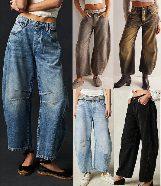 Dia High Stretch Mid-Rise Barrel Jeans
