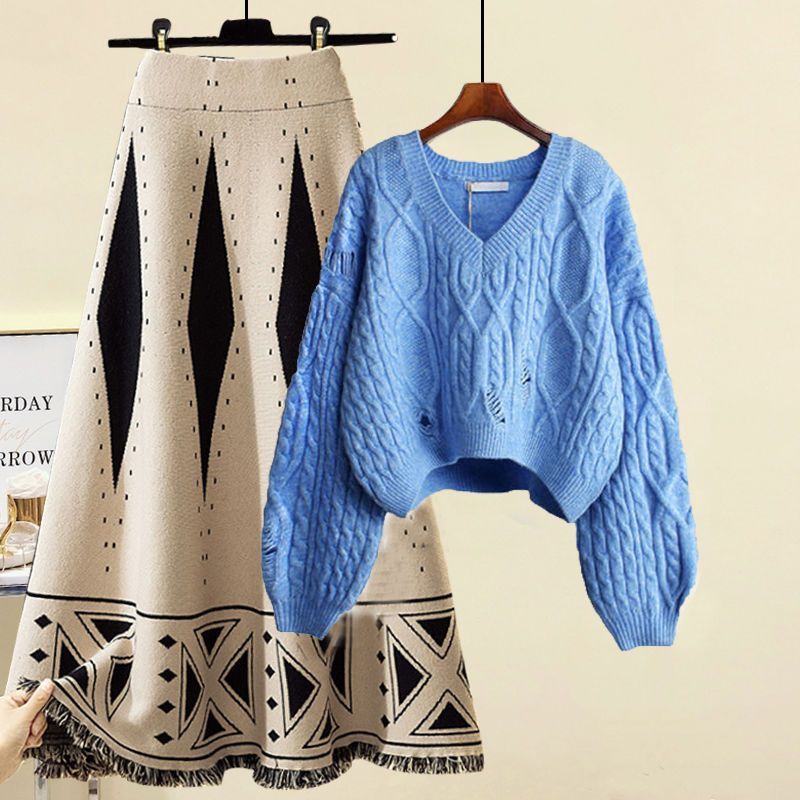 Madeleine Knitting Sweater Skirt Two-piece Set