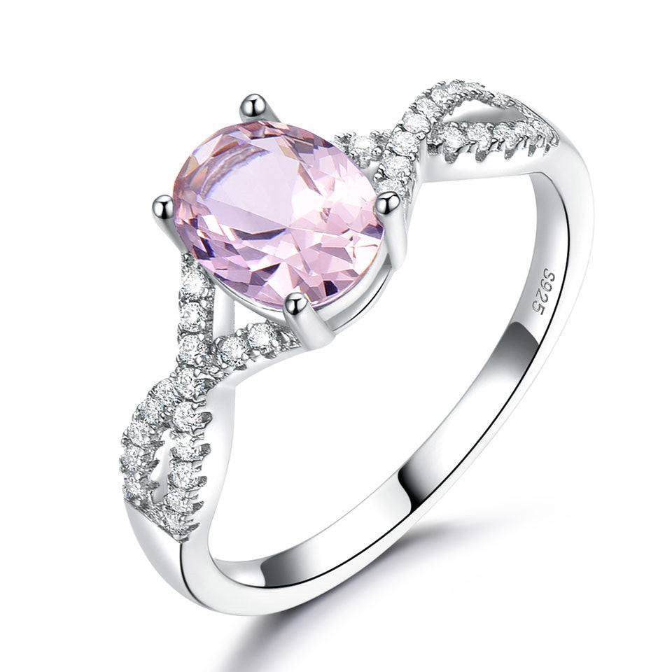 Sterling Silver Ring Oval Nano Morganite
