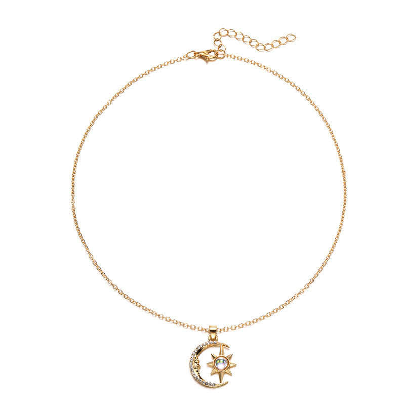 Moon Star Zircon Pendant Choker