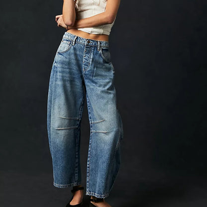 Dia High Stretch Mid-Rise Barrel Jeans
