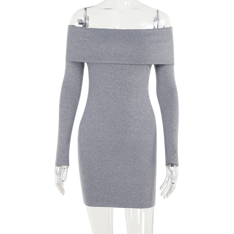 Selena Off-shoulder Knitted Long-sleeved Dress