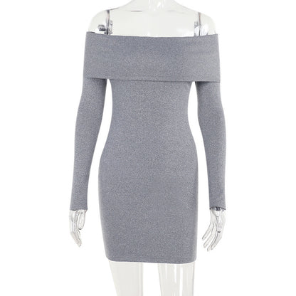 Selena Off-shoulder Knitted Long-sleeved Dress