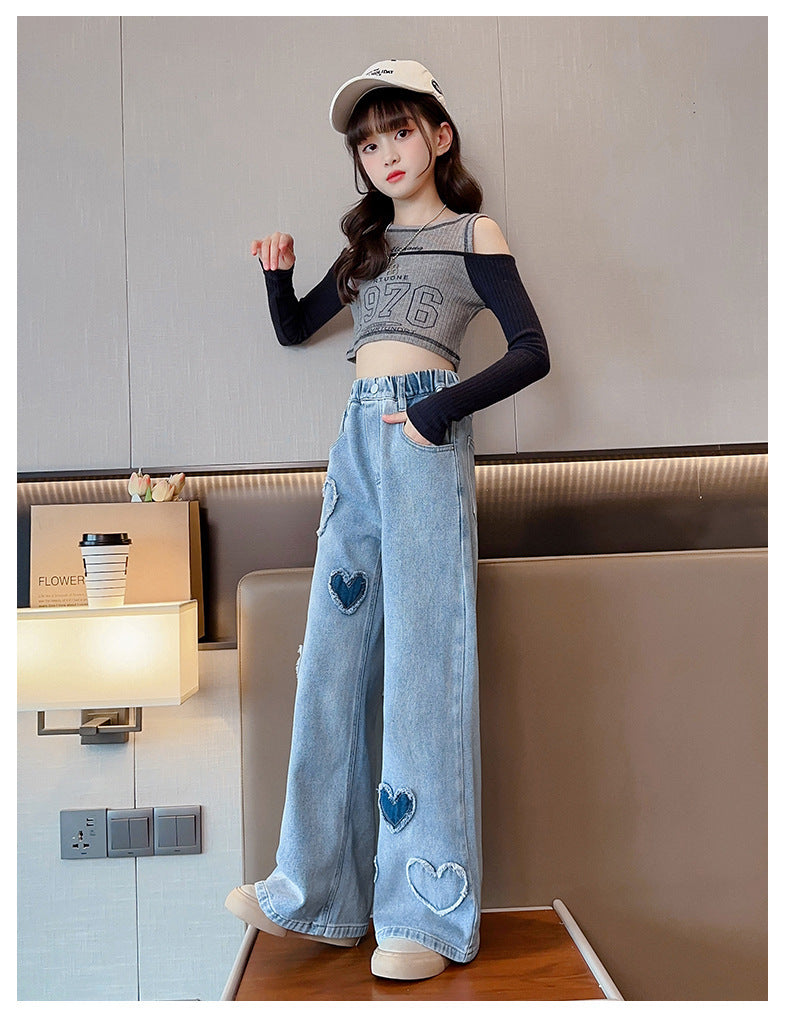 Love Raw Edge Denim Wide-leg Pants