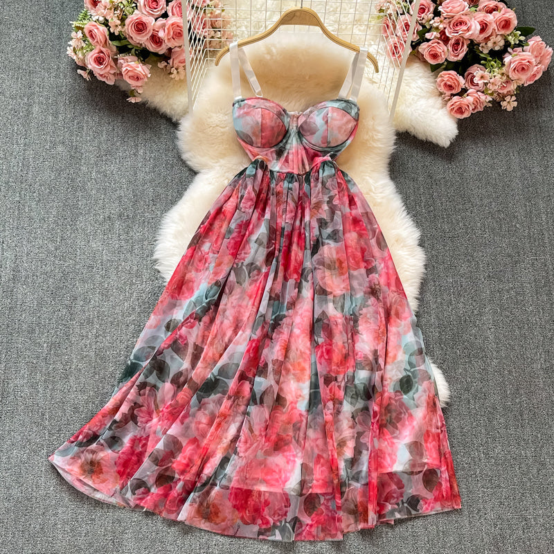 Marigold Floral Chiffon padded Dress
