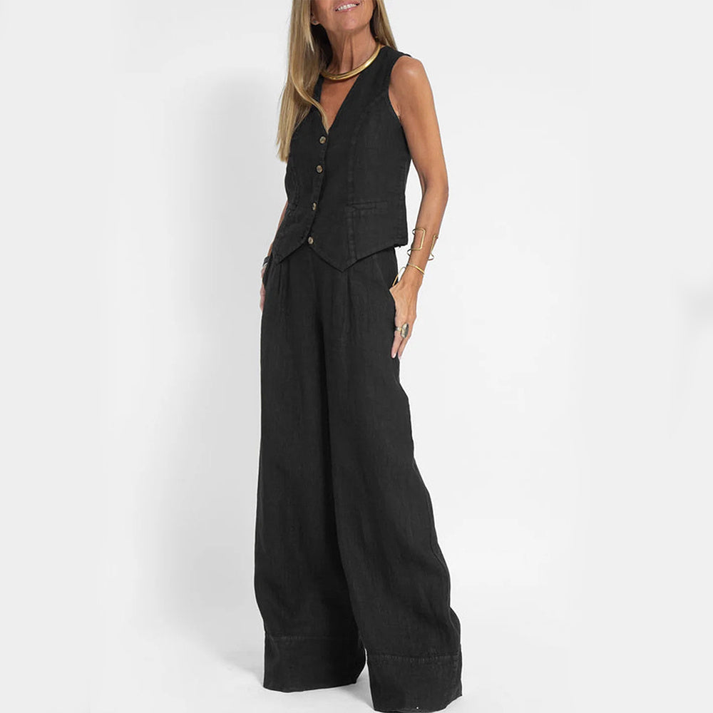 Lillian linen vest and pant co-ords