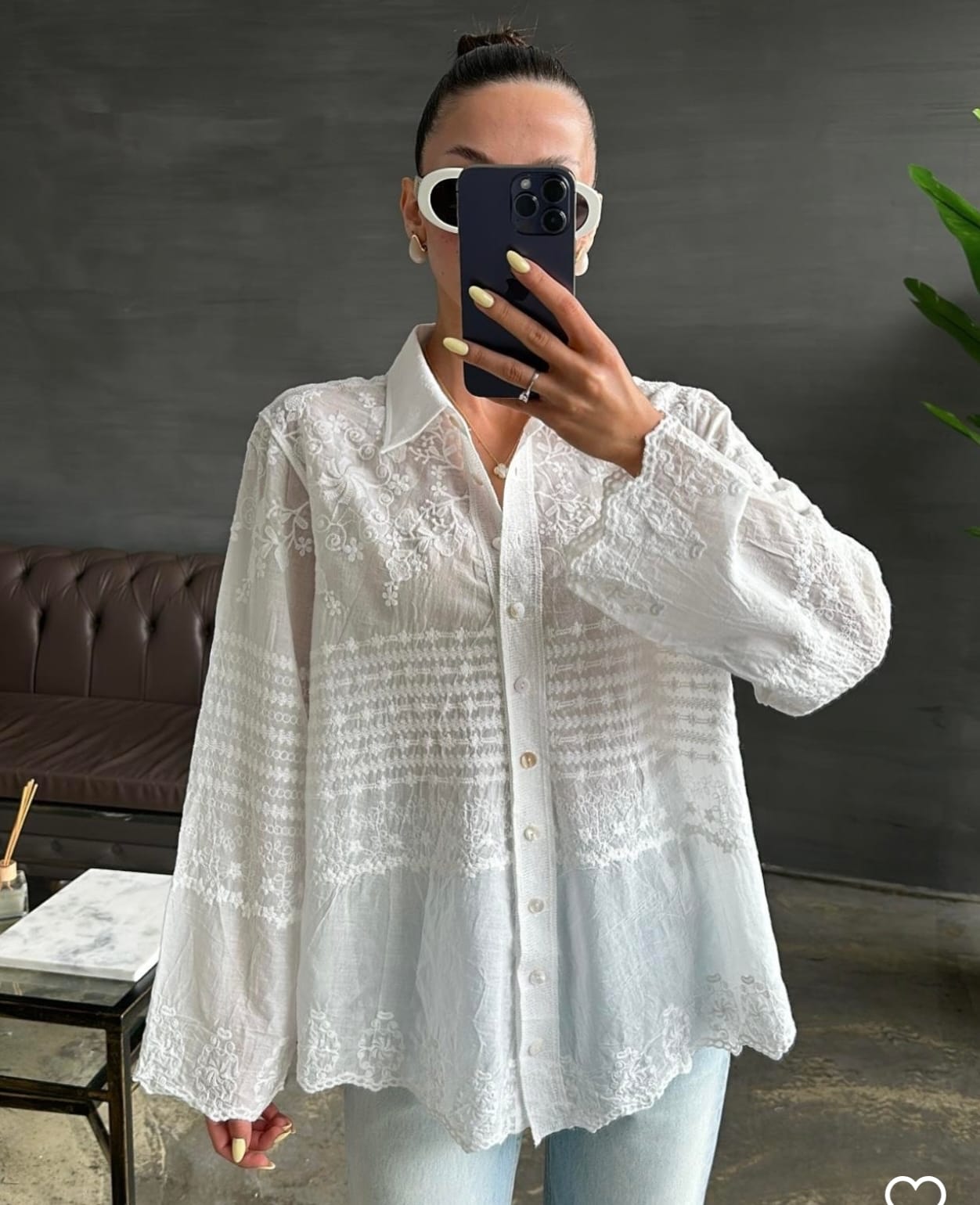 Hayat White embroidered Luxury Shirt