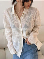 Hayat White embroidered Luxury Shirt
