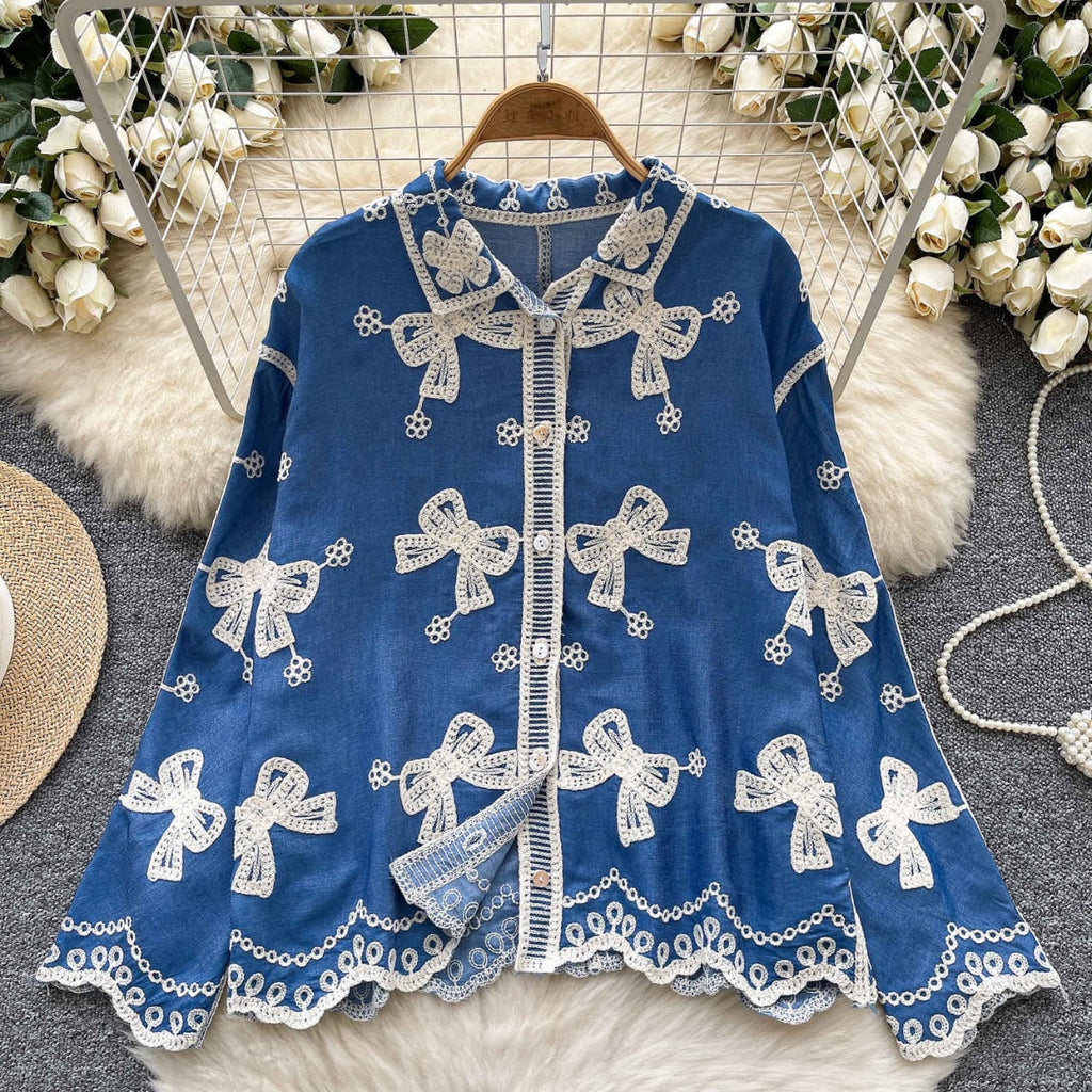 Bow Luxury Embroidery Shirt