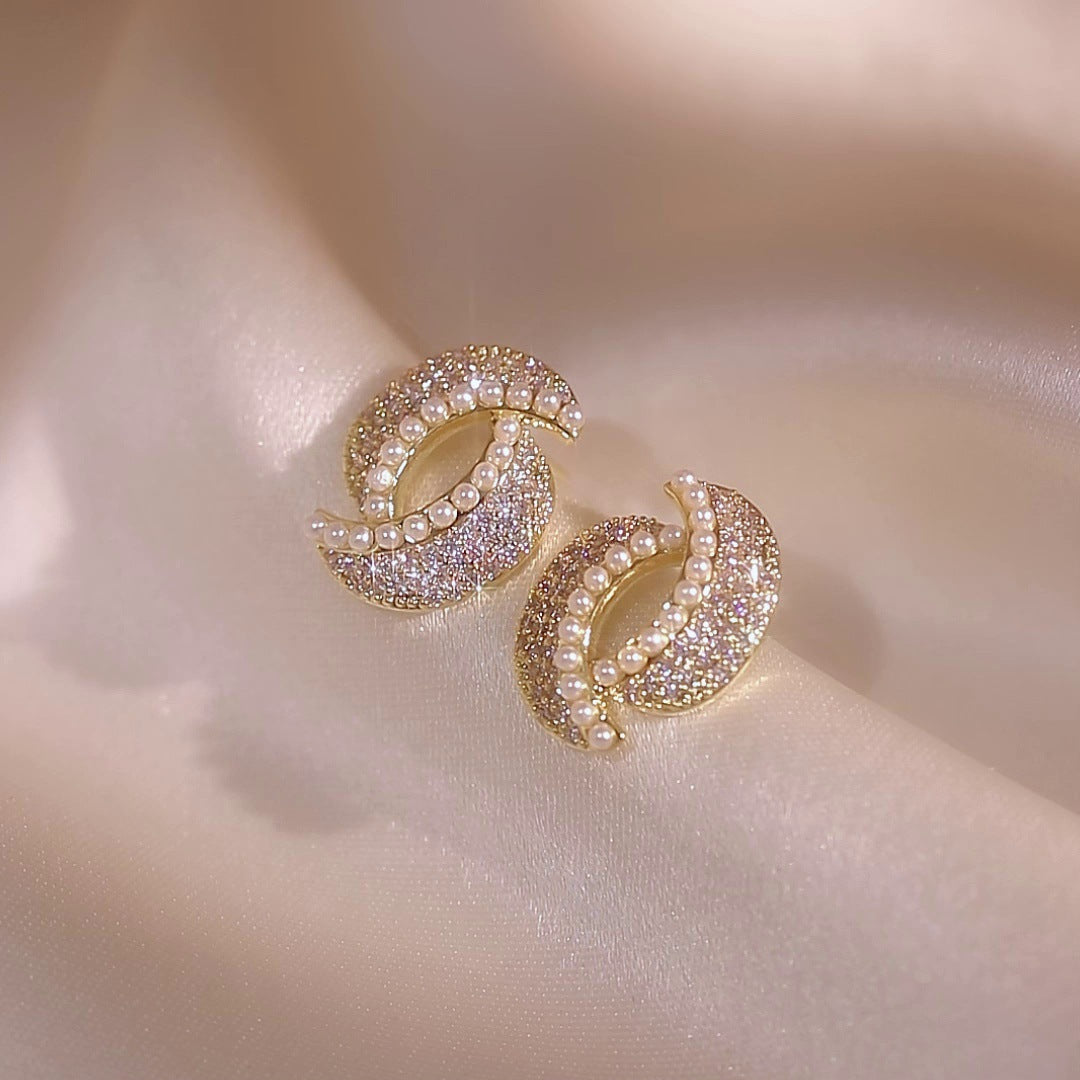 Full-jeweled Stud Earrings