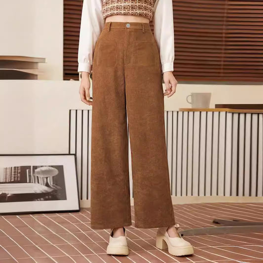 Velvet Straight-leg Trousers