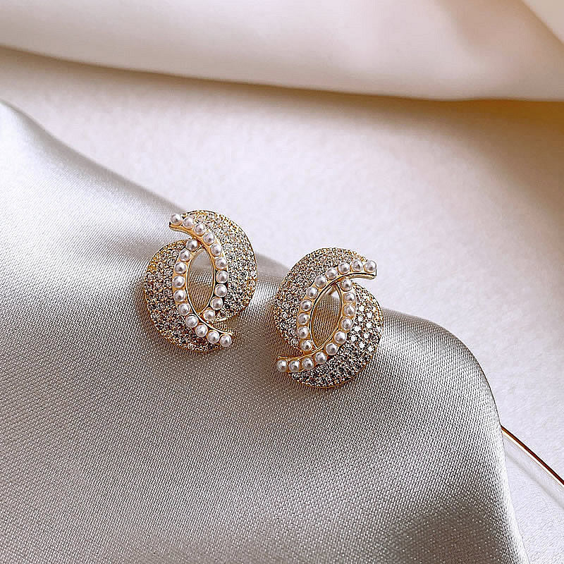 Full-jeweled Stud Earrings