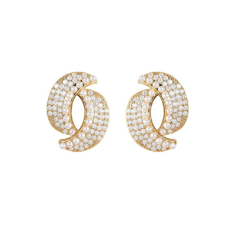 Full-jeweled Stud Earrings