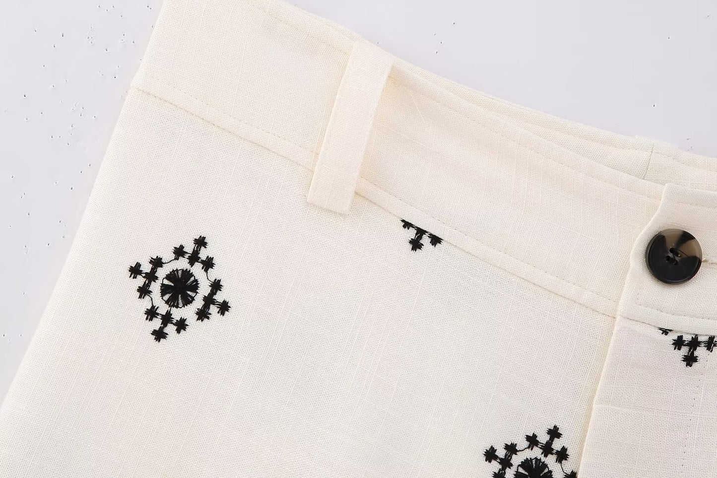 Geometric Embroidery Wide Leg Straight Casual Pants