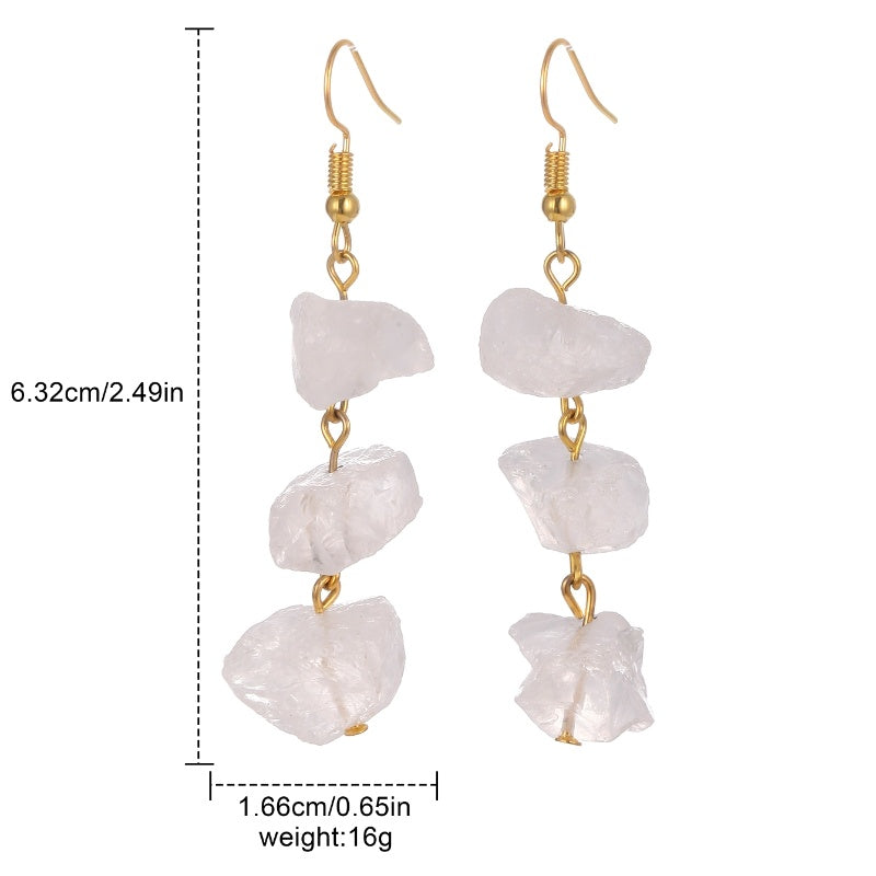 Irregular Raw Stones Crystal Long Earrings