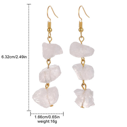 Irregular Raw Stones Crystal Long Earrings