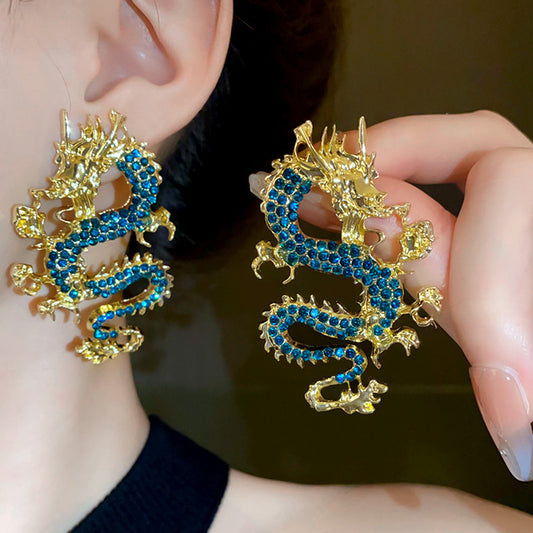 Retro Dragon Stud Earrings
