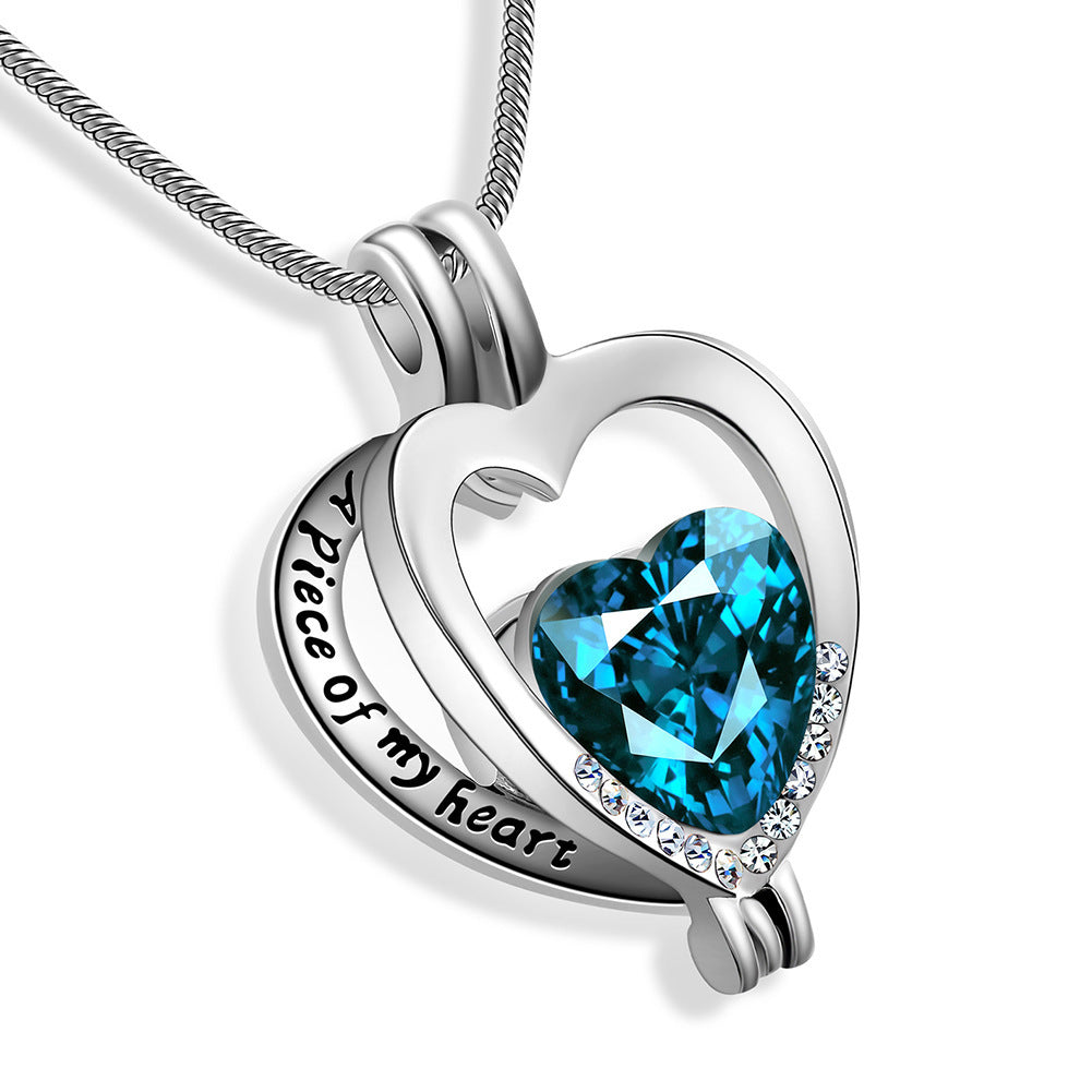 Alloy Heart-shaped Gemstone Necklace