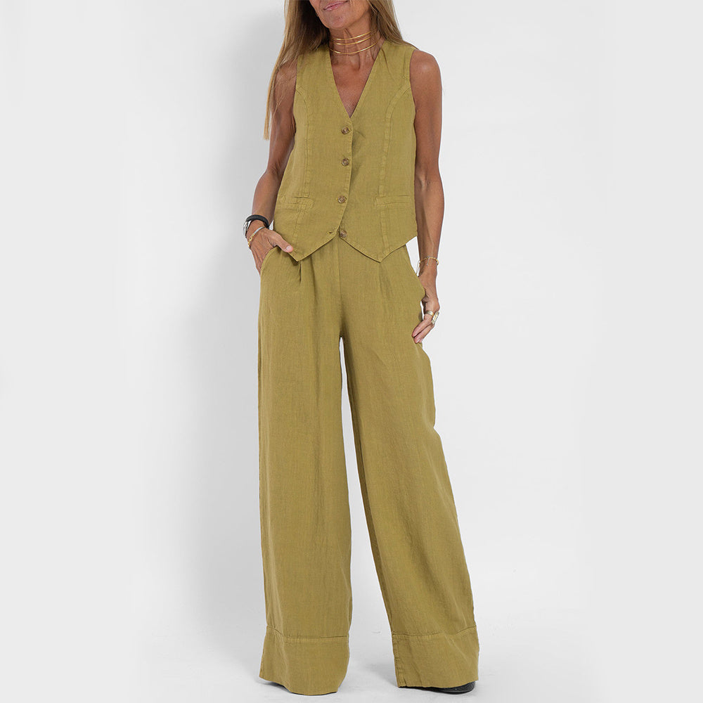 Lillian linen vest and pant co-ords