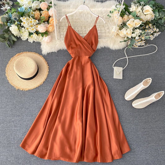 Elise Scheming Halter Lace-up Waist Dress