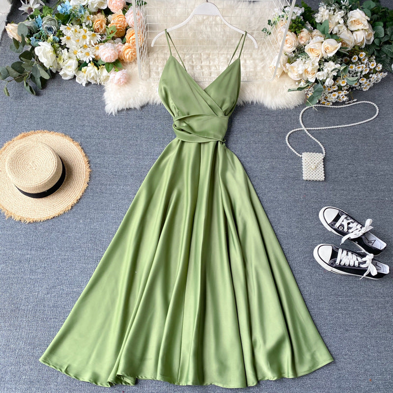 Elise Scheming Halter Lace-up Waist Dress