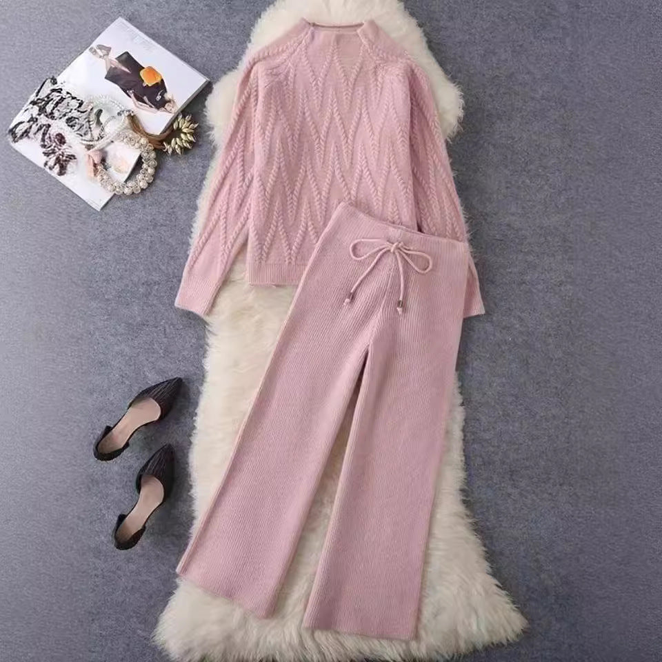 Fable Knitted Sweater Wide Leg Pants Two-piece Set