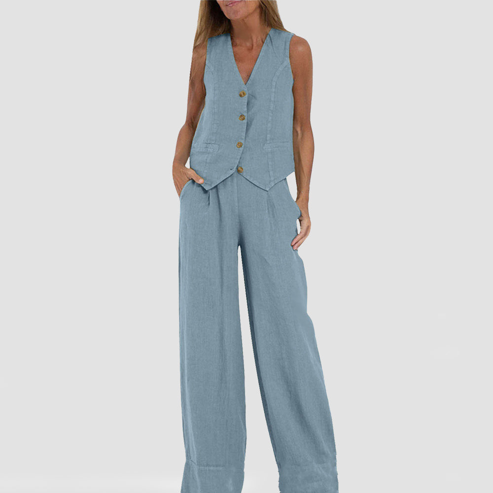 Lillian linen vest and pant co-ords