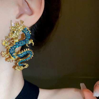 Retro Dragon Stud Earrings