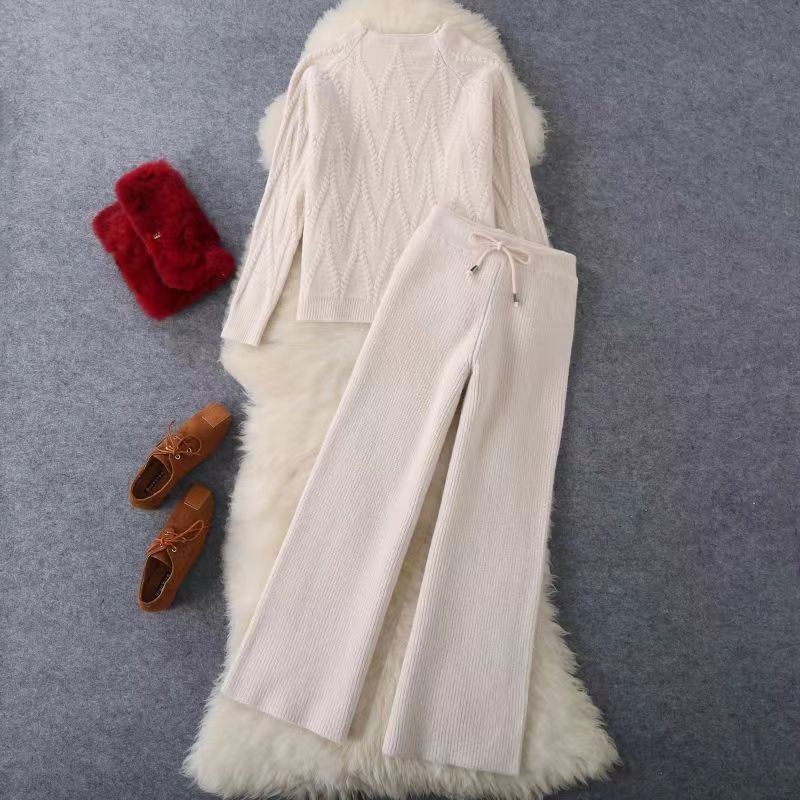 Fable Knitted Sweater Wide Leg Pants Two-piece Set