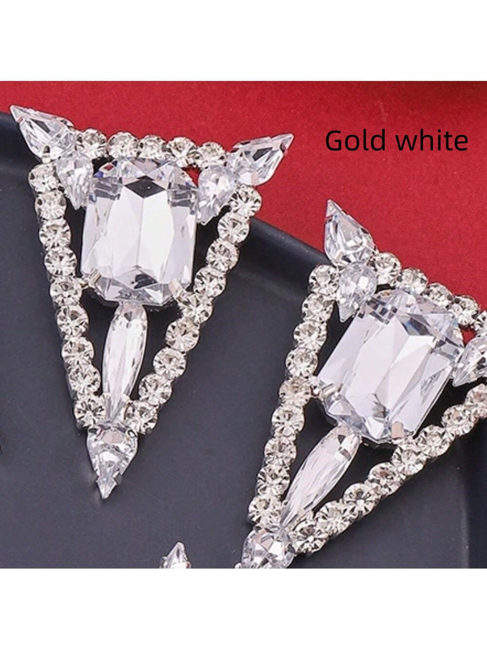 Da-som Multi-colored Exaggerated Rhinestones Triangle Jewel Earrings