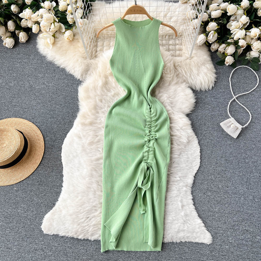 Ruched Charm Ribbed Midi Dress