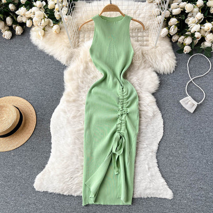 Ruched Charm Ribbed Midi Dress