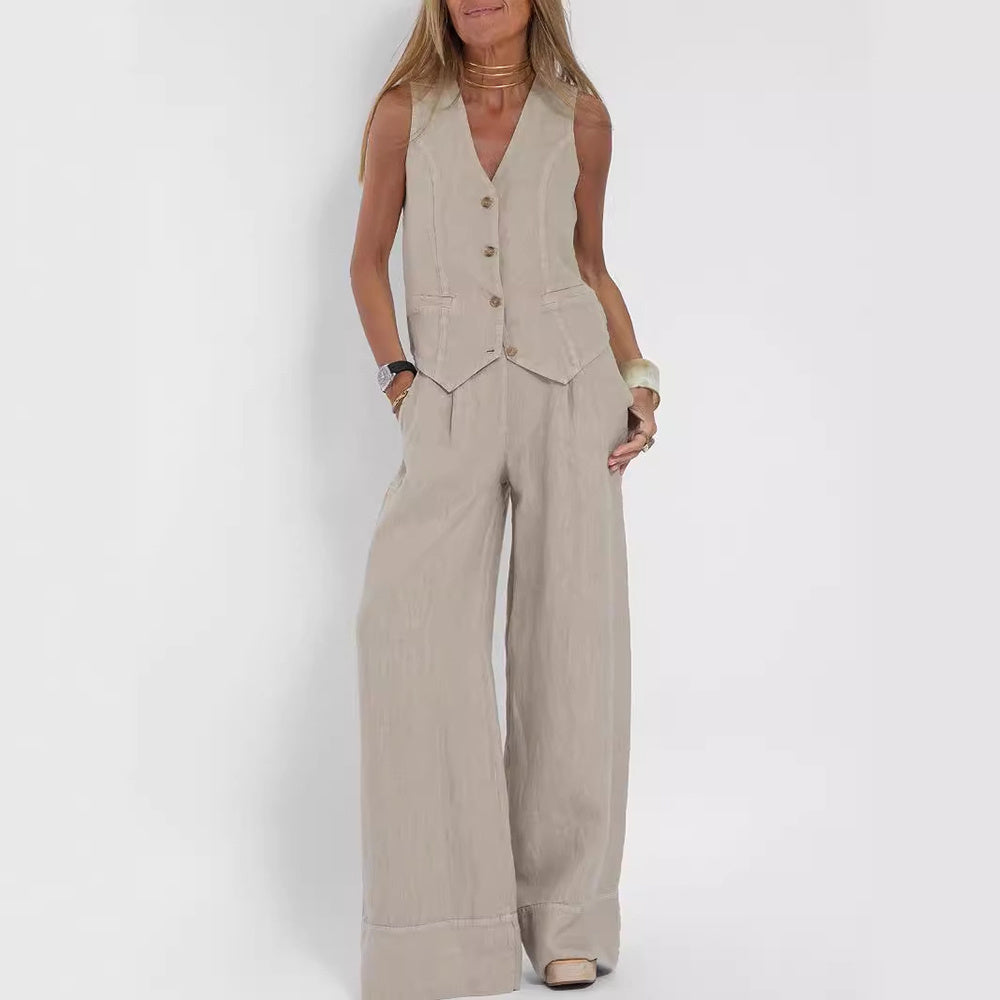 Lillian linen vest and pant co-ords