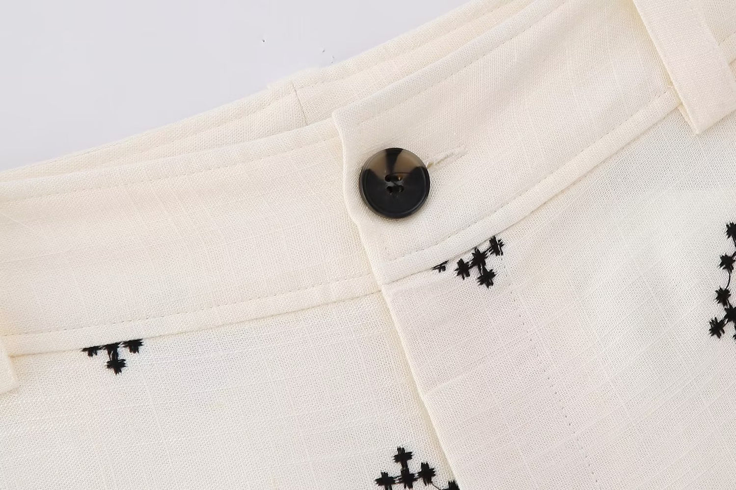 Geometric Embroidery Wide Leg Straight Casual Pants
