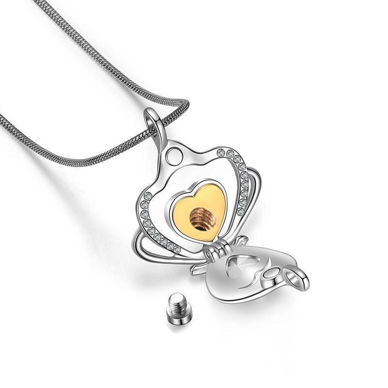 Alloy Heart-shaped Gemstone Necklace