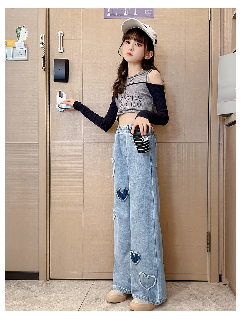Love Raw Edge Denim Wide-leg Pants