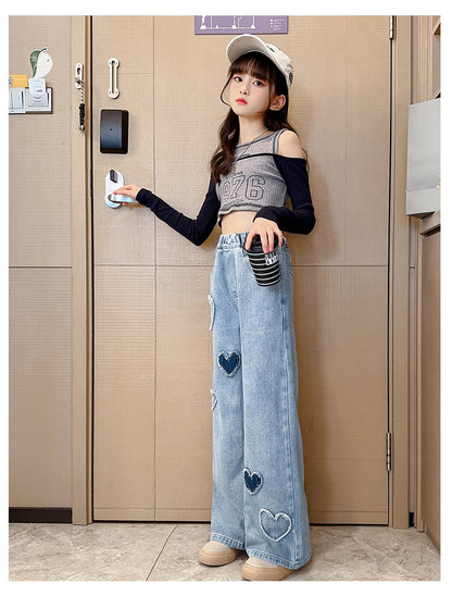 Love Raw Edge Denim Wide-leg Pants