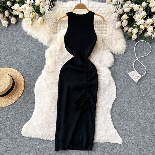 Ruched Charm Ribbed Midi Dress