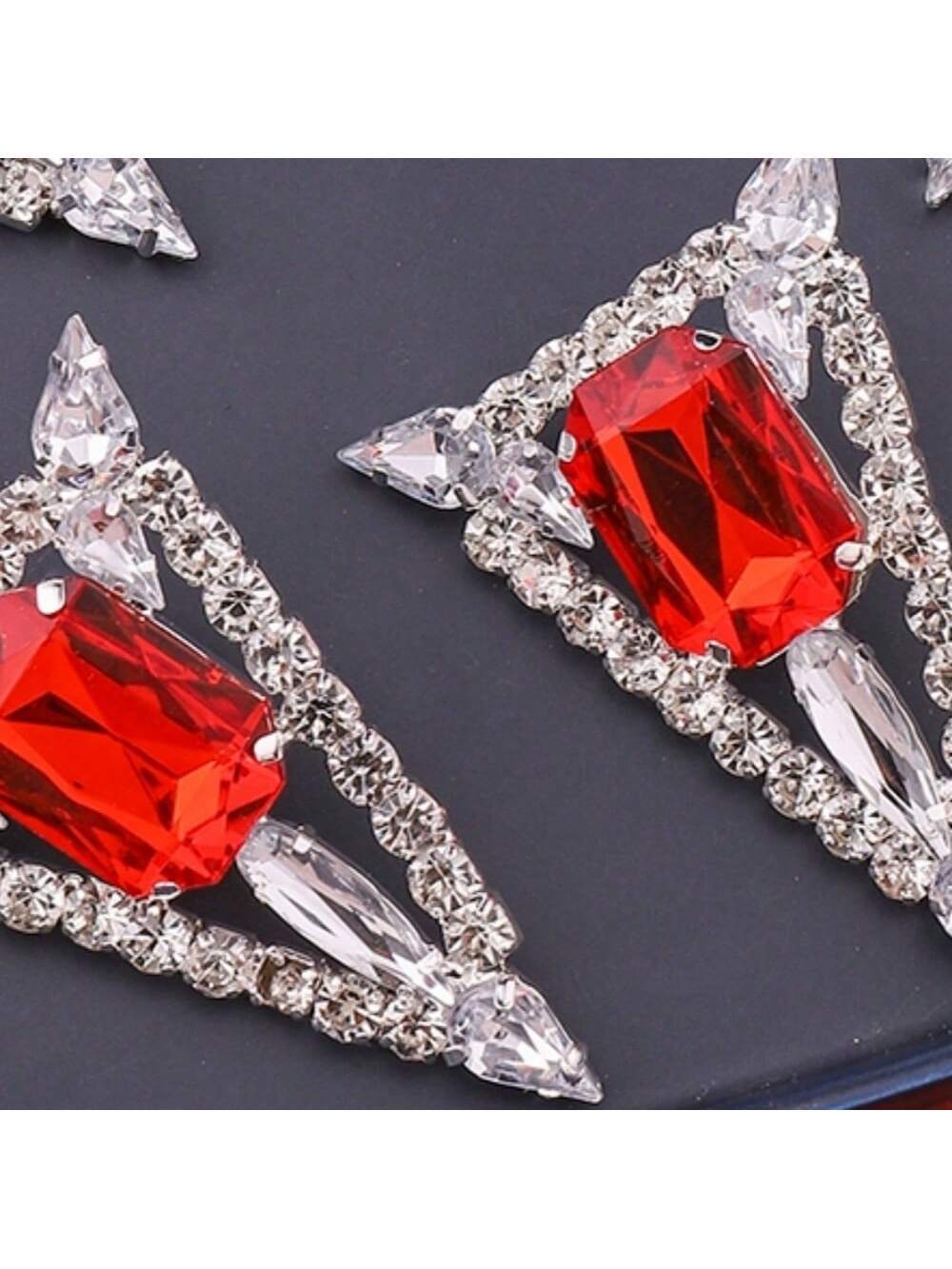 Da-som Multi-colored Exaggerated Rhinestones Triangle Jewel Earrings