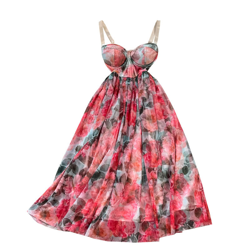 Marigold Floral Chiffon padded Dress