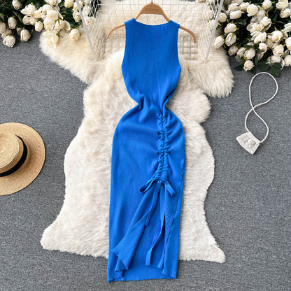 Ruched Charm Ribbed Midi Dress