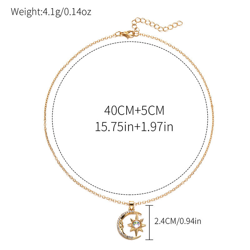 Moon Star Zircon Pendant Choker