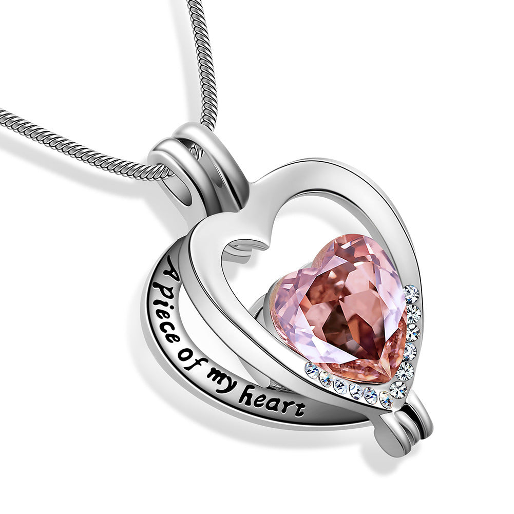 Alloy Heart-shaped Gemstone Necklace