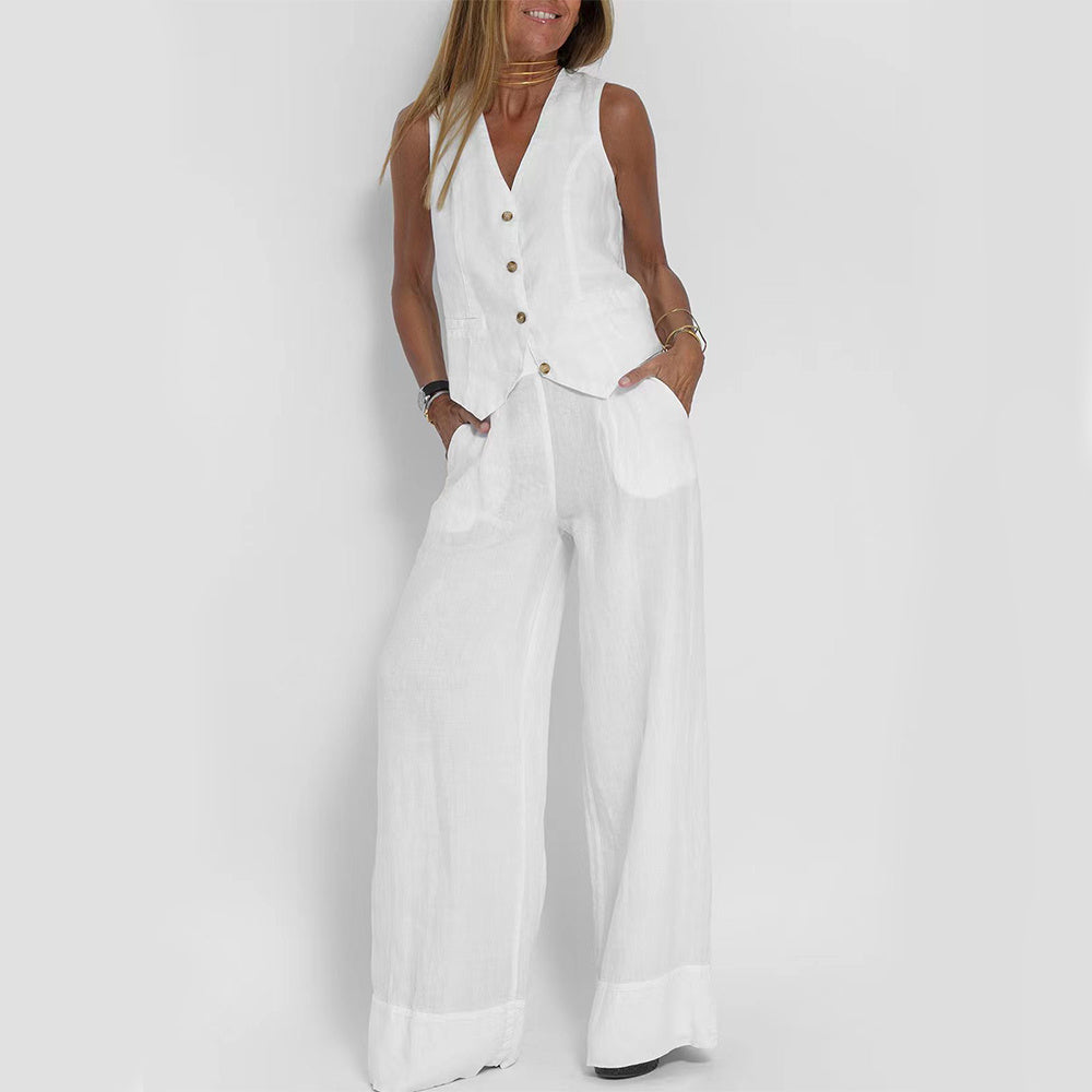 Lillian linen vest and pant co-ords