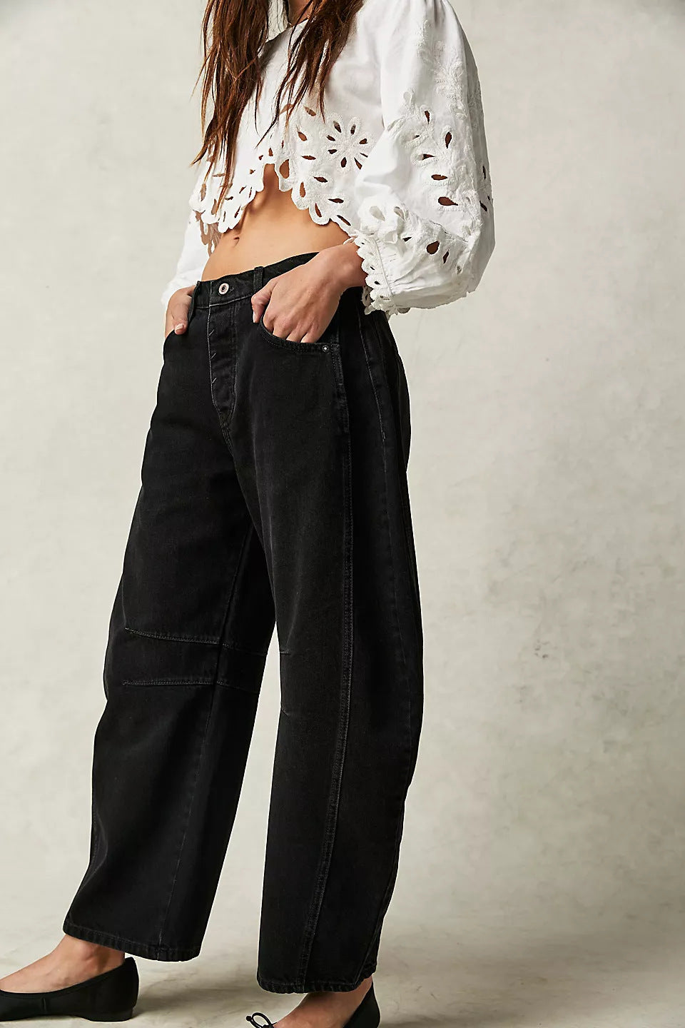 Dia High Stretch Mid-Rise Barrel Jeans