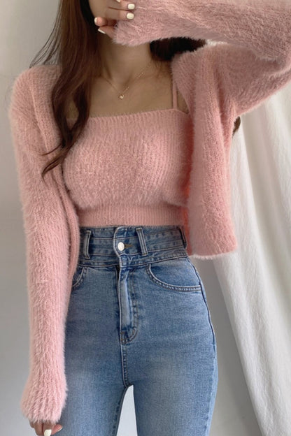 Gia Cardigan Coat & Tube Top Vest