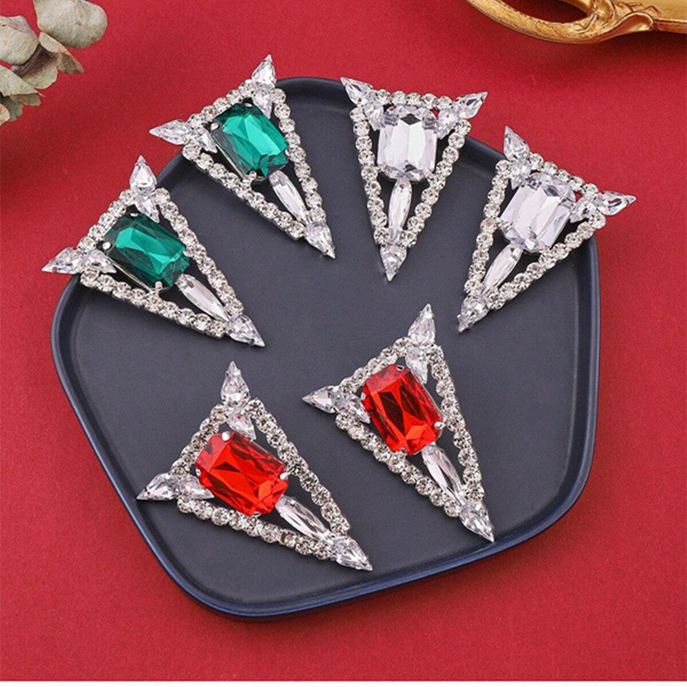 Da-som Multi-colored Exaggerated Rhinestones Triangle Jewel Earrings