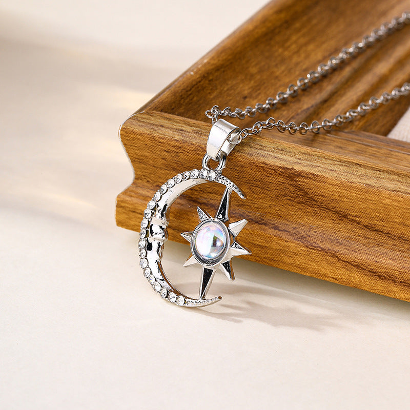 Moon Star Zircon Pendant Choker